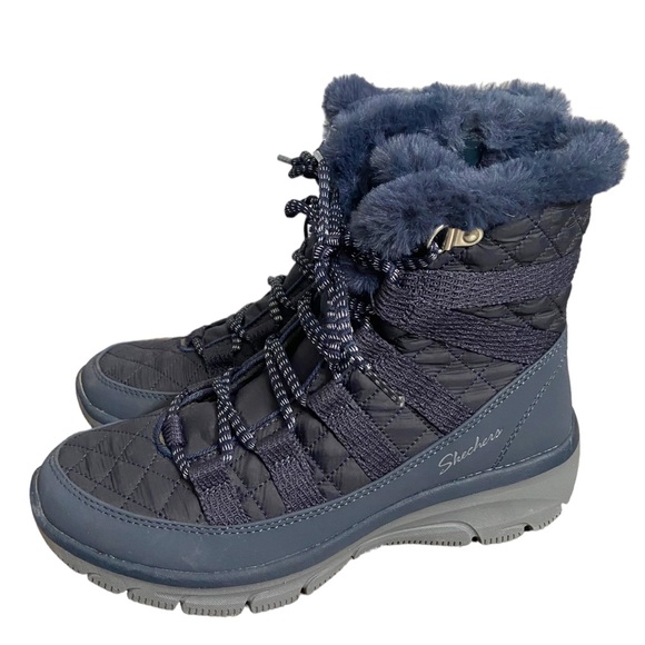 Skechers Women's Quilted Side-Zip Boots, Blue Size 7 - Picture 2 of 9